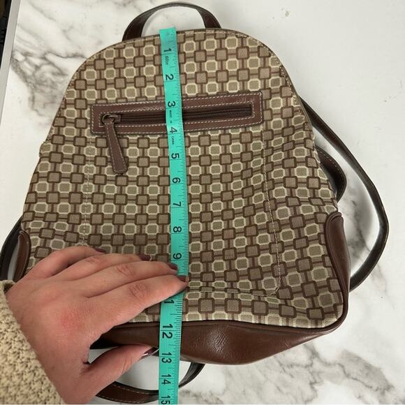 Nine West Y2K Era Brown Geometric Print Canvas Backpack Travel School Work - Picture 11 of 11